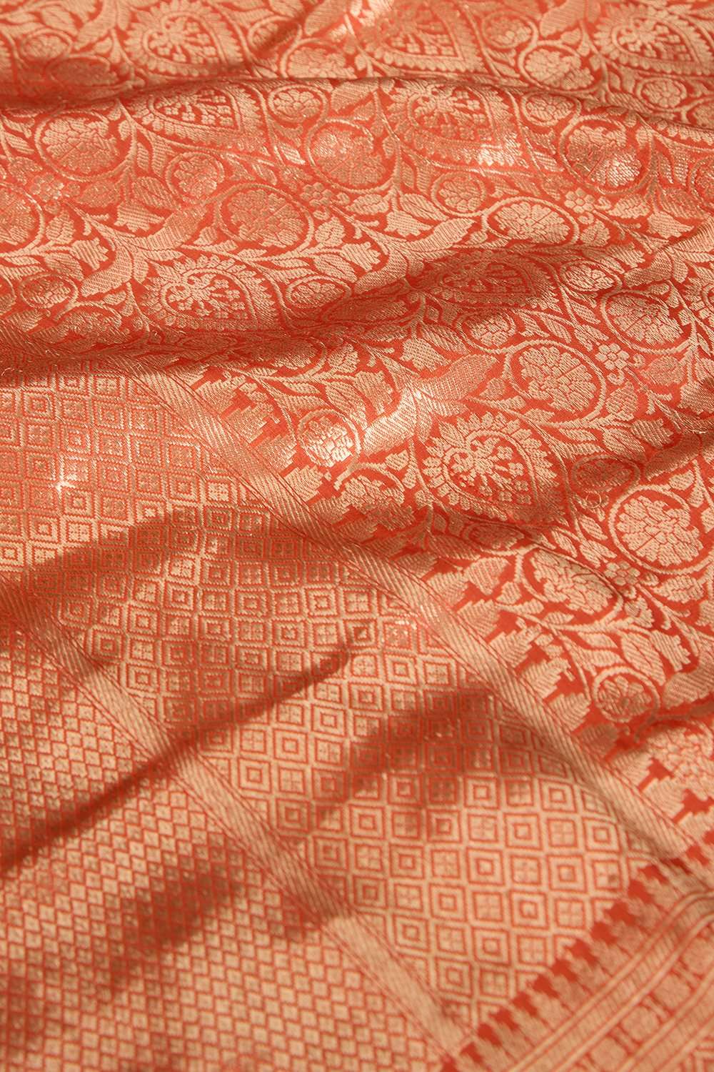 Orange Pure Silk Brocade Banarasi Saree image number null