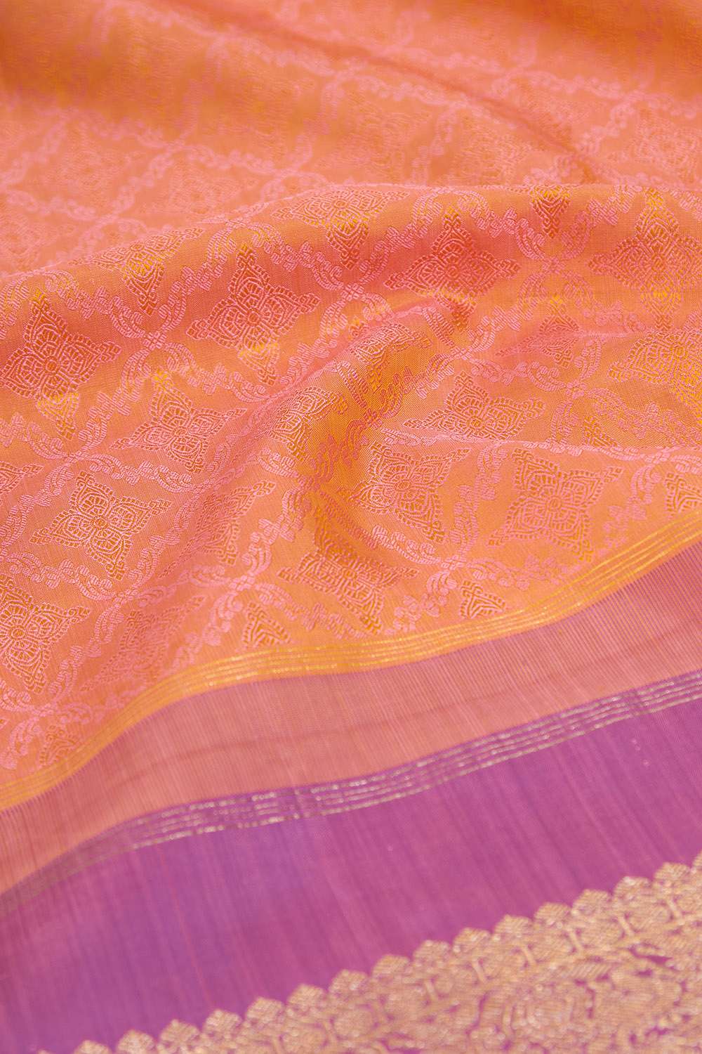 Light Orange Pure Silk Woven Kanjivaram Saree image number null