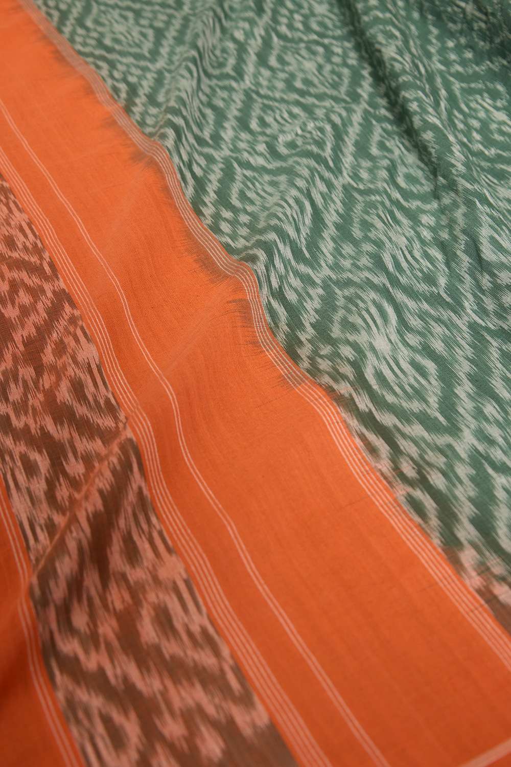 Dark Green Pure Cotton Ikat Saree image number null