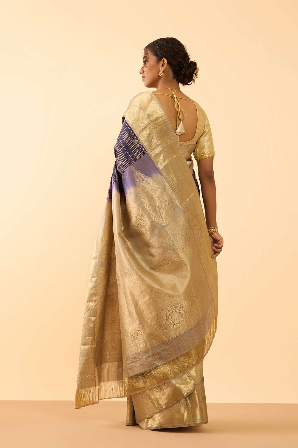 Dark Violet Woven Pure Silk Saree image number null
