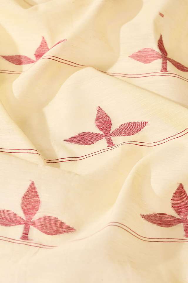 Light Yellow Bengal Pure Silk Cotton Jamdani Saree thumbnail image number null
