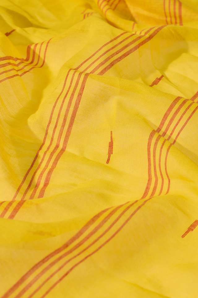 Yellow Bengal Pure Cotton Jamdani Saree thumbnail image number null