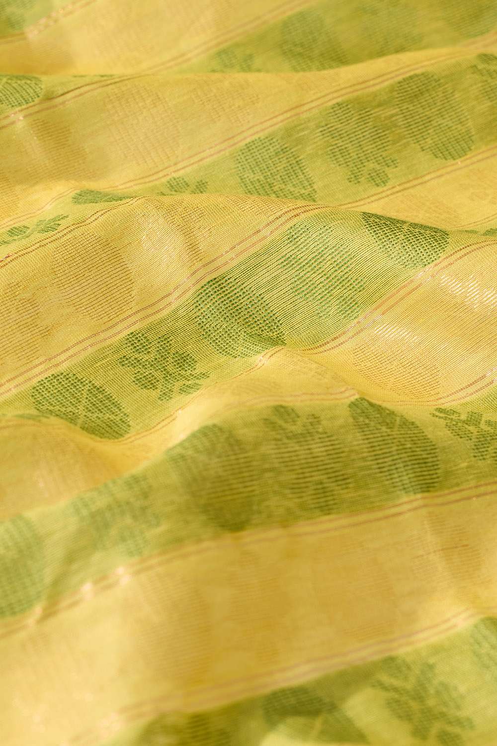 Yellow Woven Pure Silk Cotton Bengal Saree image number null