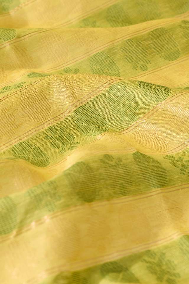 Yellow Woven Pure Silk Cotton Bengal Saree thumbnail image number null