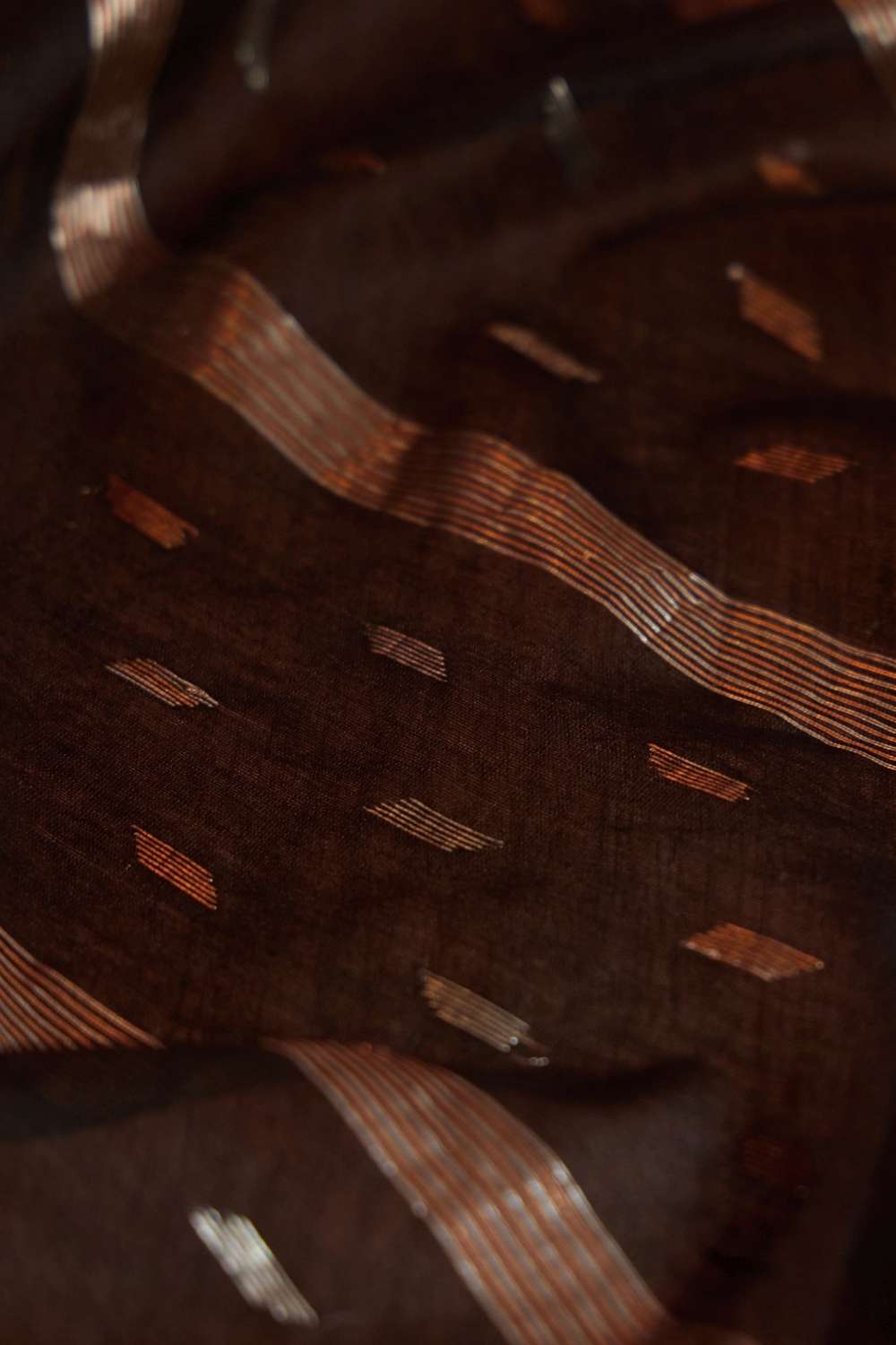 Black Bengal Pure Silk Cotton Jamdani Saree image number null
