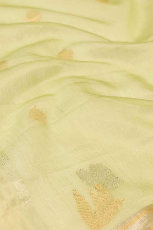Green Woven Pure Silk Cotton Chanderi Saree thumbnail image number null