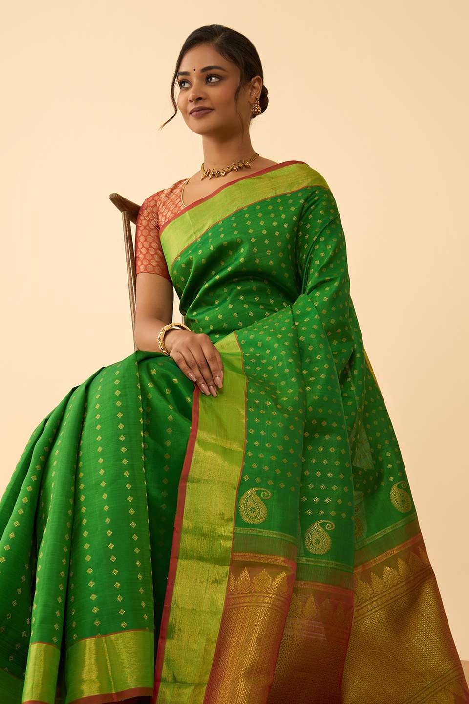 Green Pure Silk Woven Kanjivaram Saree