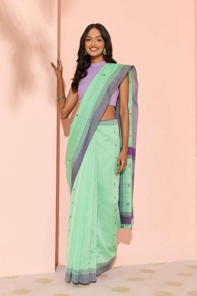 Light Green Woven Pure Silk Cotton Chanderi Saree thumbnail image number null