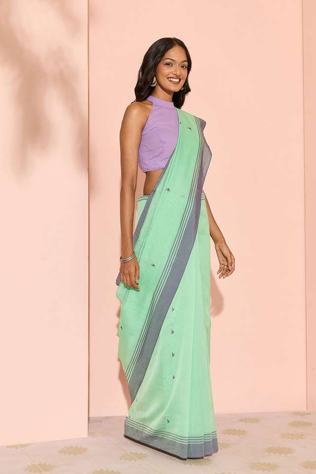 Light Green Woven Pure Silk Cotton Chanderi Saree thumbnail image number null