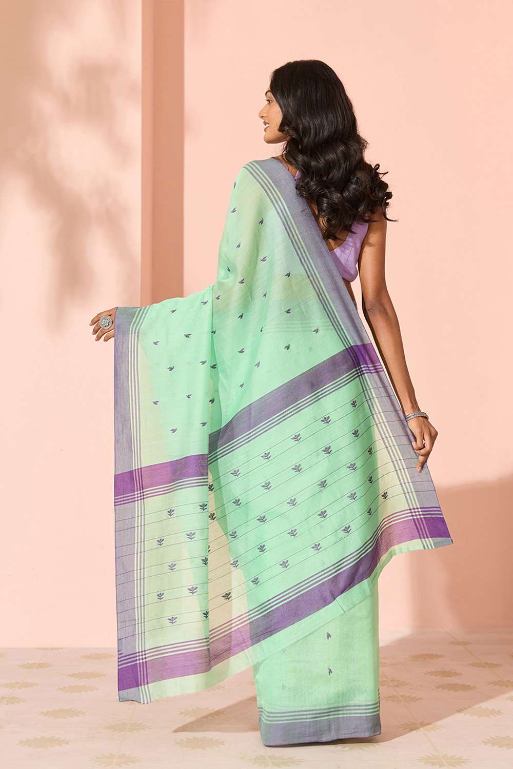Light Green Woven Pure Silk Cotton Chanderi Saree image number null
