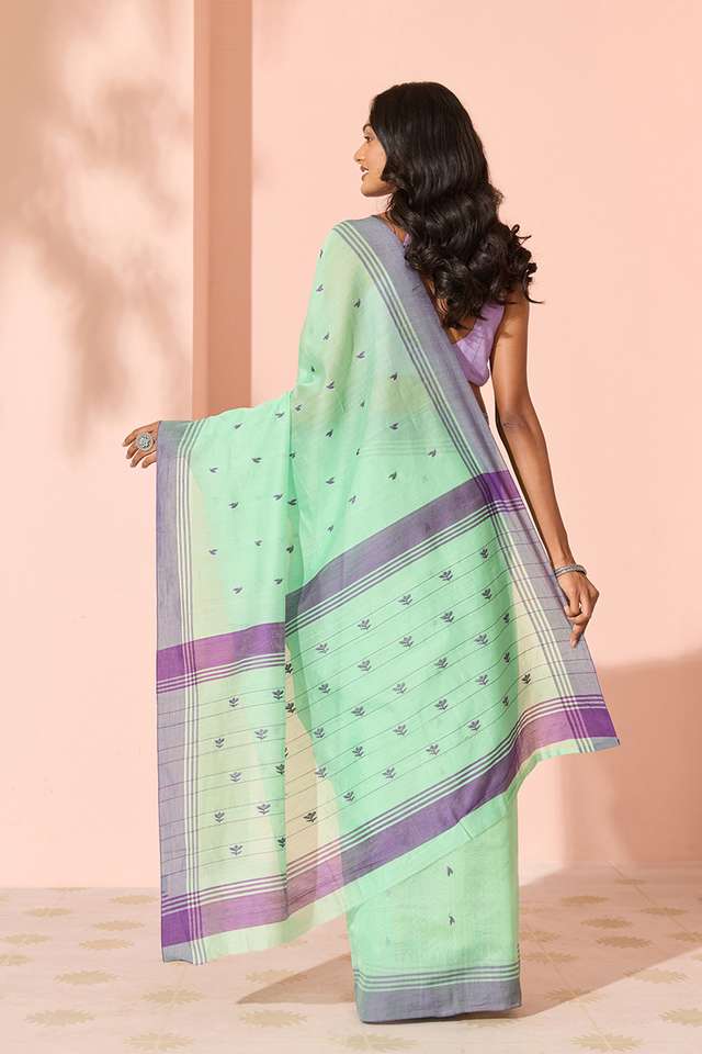 Light Green Woven Pure Silk Cotton Chanderi Saree thumbnail image number null