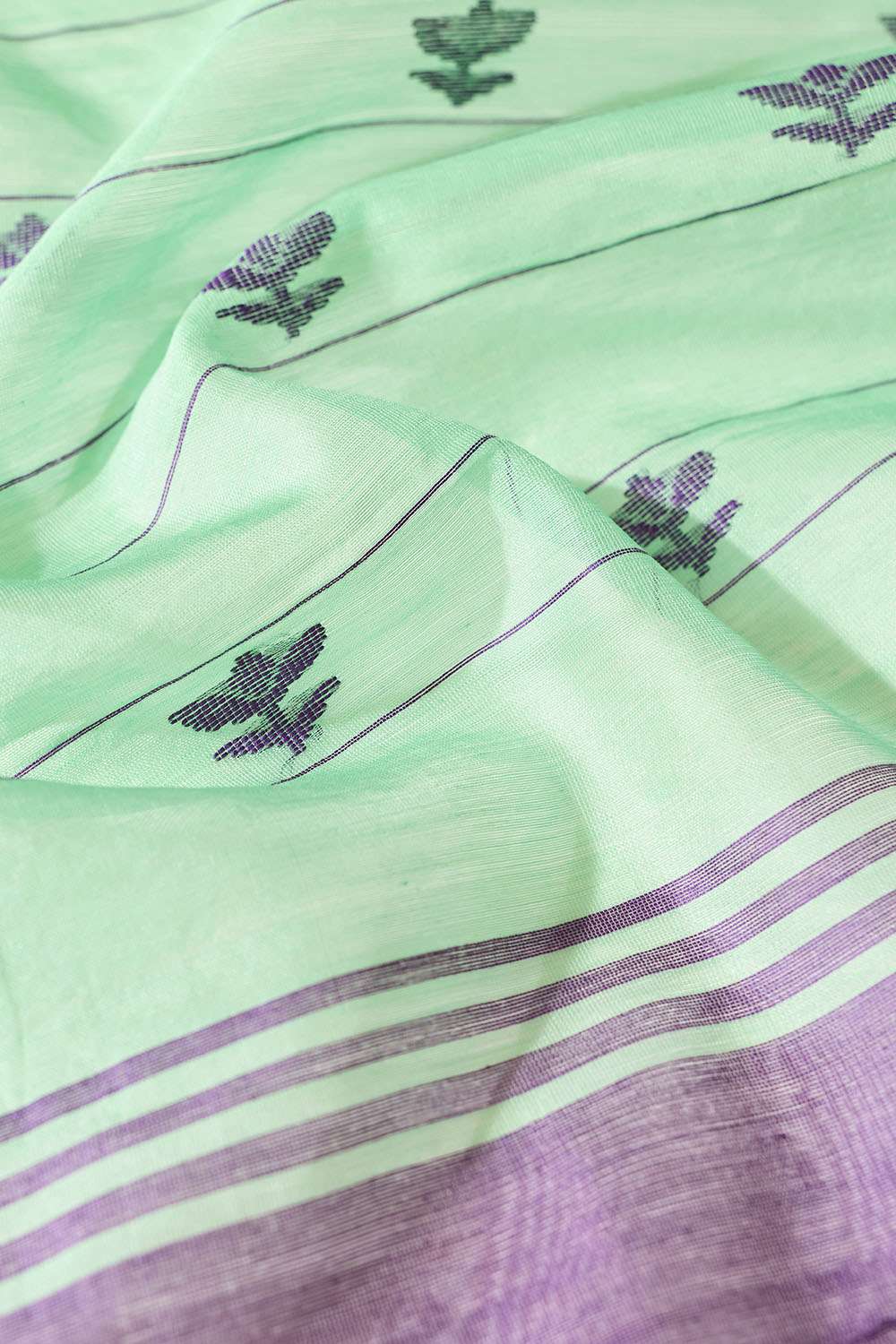 Light Green Woven Pure Silk Cotton Chanderi Saree image number null