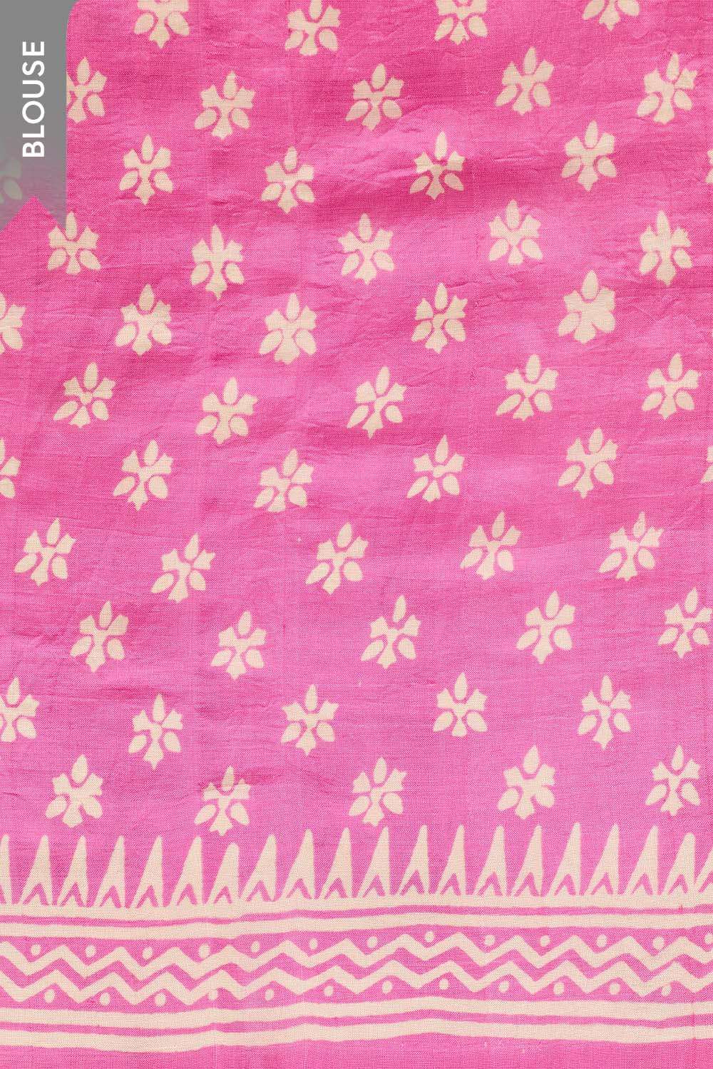 Pink Murshidabad Block Printed Pure Silk Saree image number null