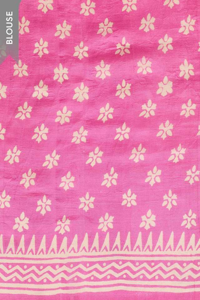 Pink Murshidabad Block Printed Pure Silk Saree thumbnail image number null