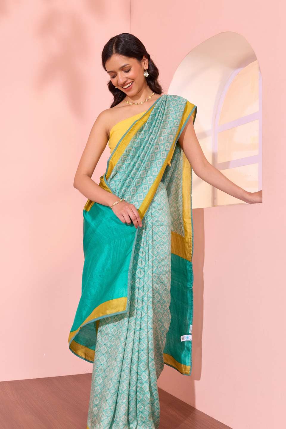 Light Green Murshidabad Screen Printed  Pure Silk Saree