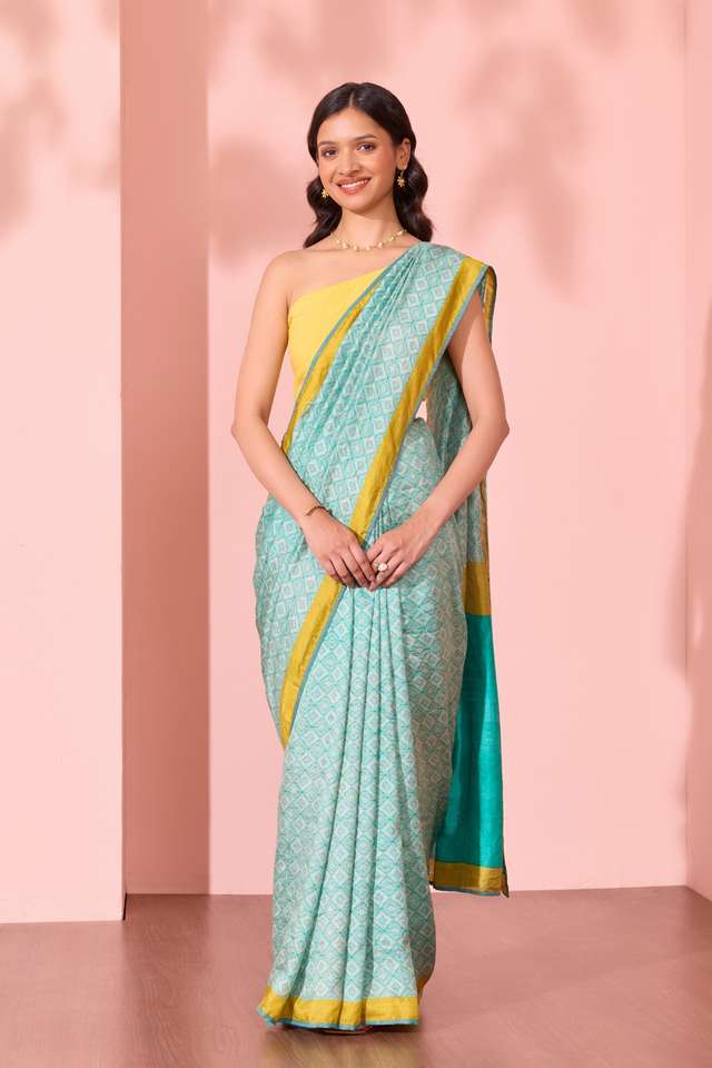 Light Green Murshidabad Screen Printed  Pure Silk Saree thumbnail image number null