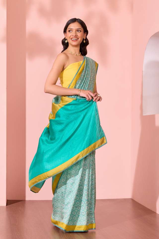 Light Green Murshidabad Screen Printed  Pure Silk Saree thumbnail image number null