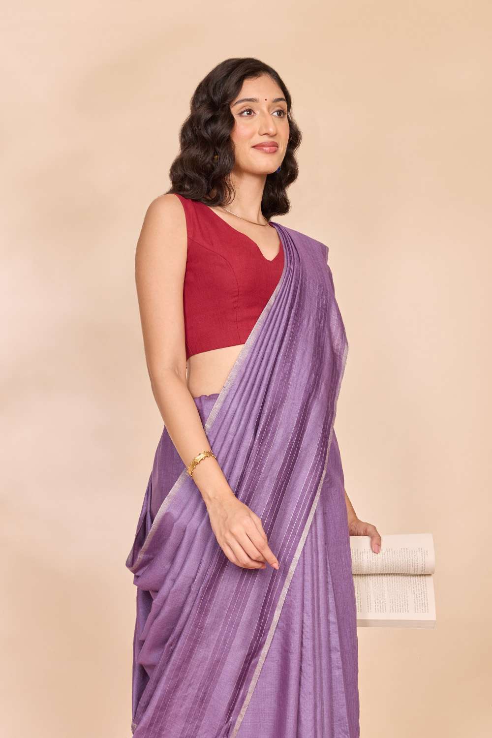 Violet Chattisgarh Woven Pure Tussar Silk Saree image number null