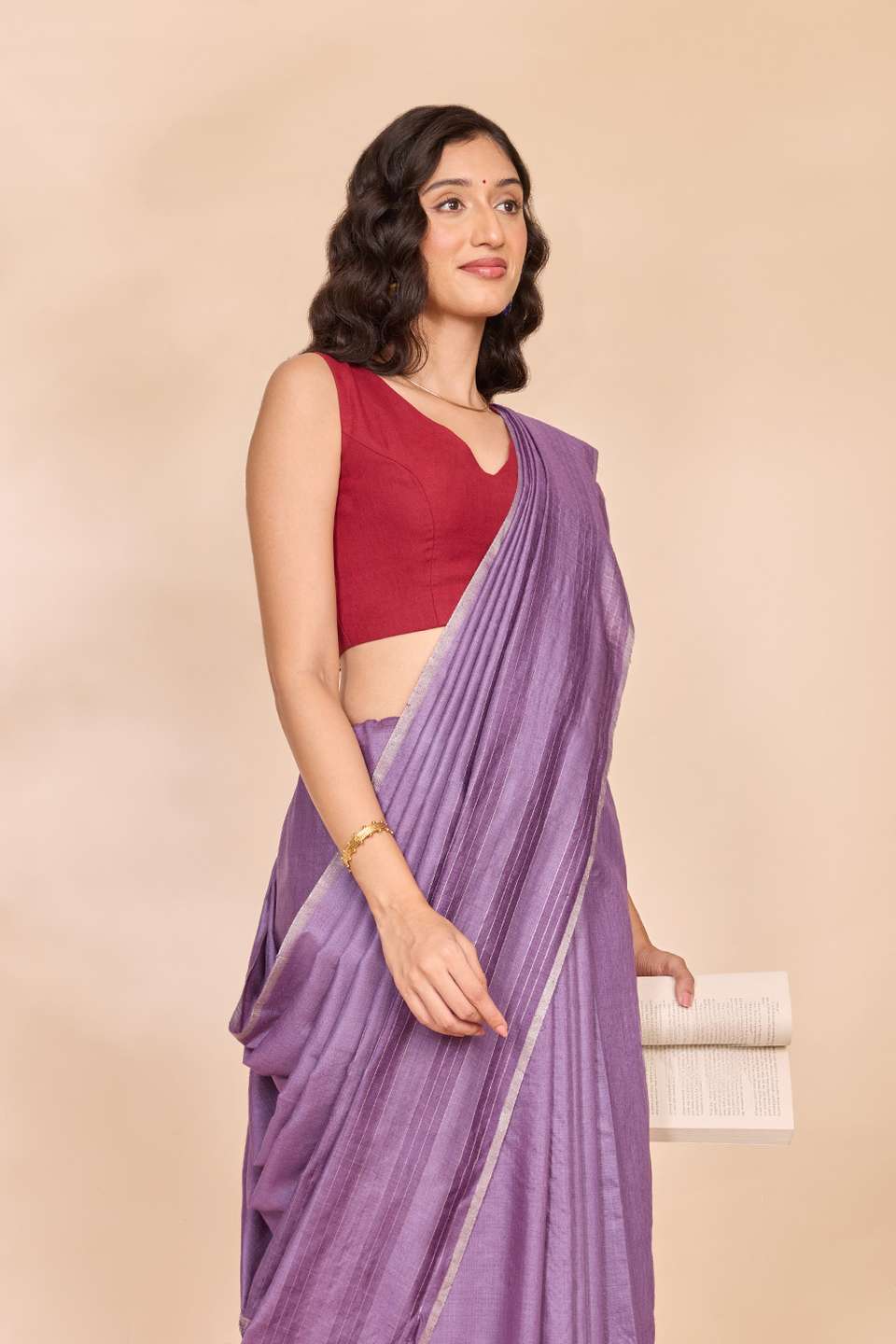 Violet Chattisgarh Woven Pure Tussar Silk Saree