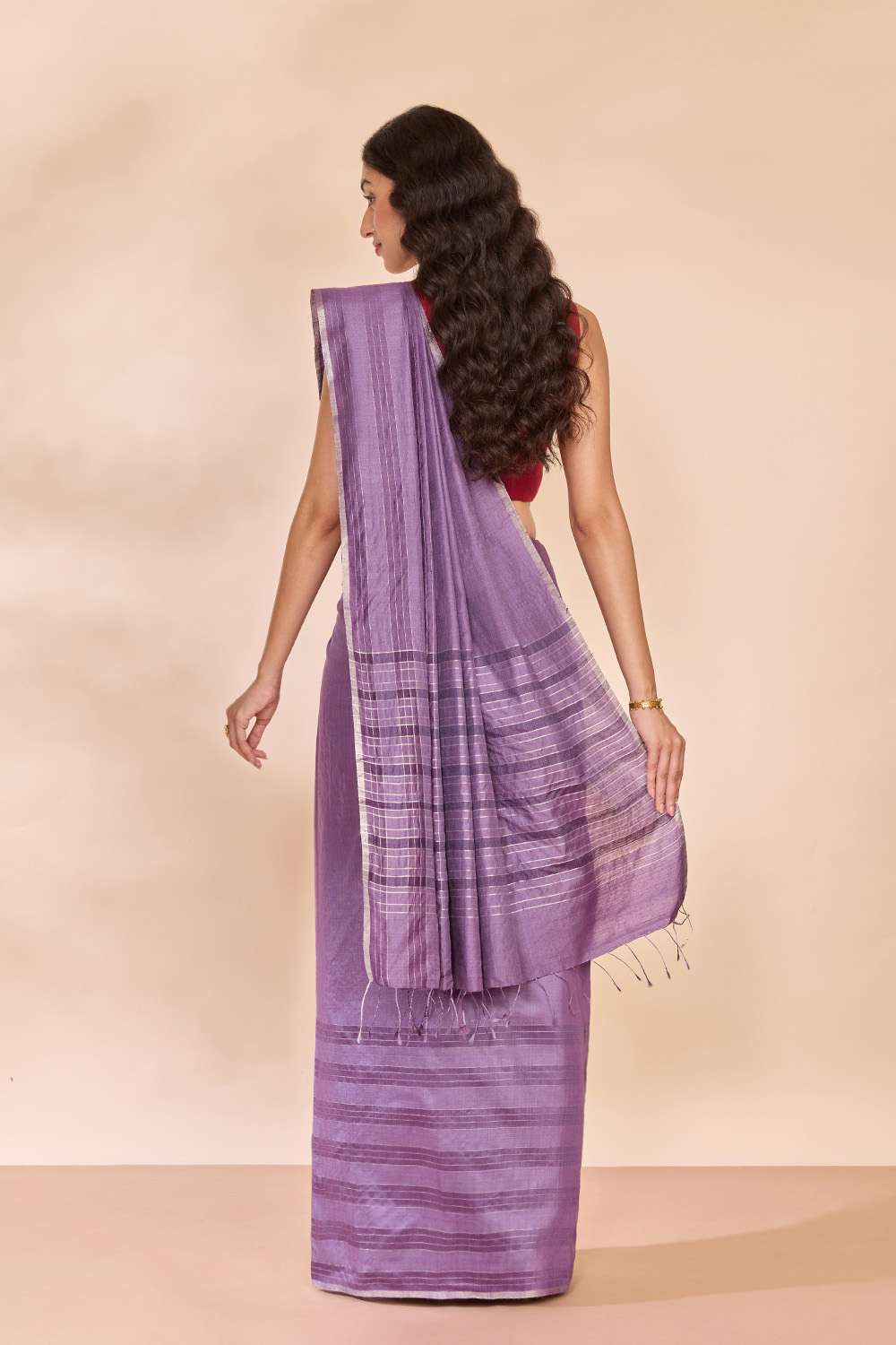 Violet Chattisgarh Woven Pure Tussar Silk Saree image number null