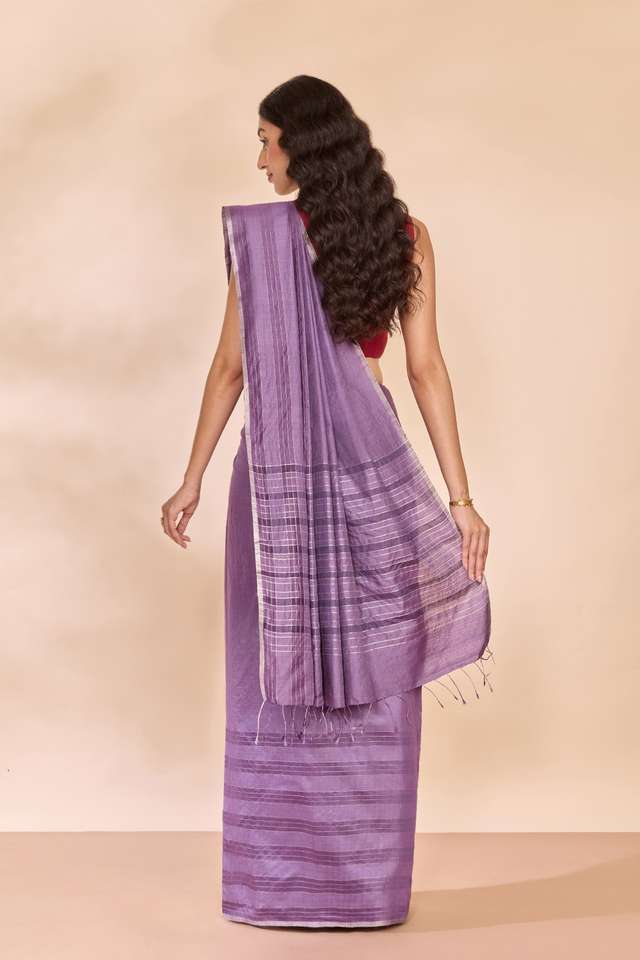 Violet Chattisgarh Woven Pure Tussar Silk Saree thumbnail image number null