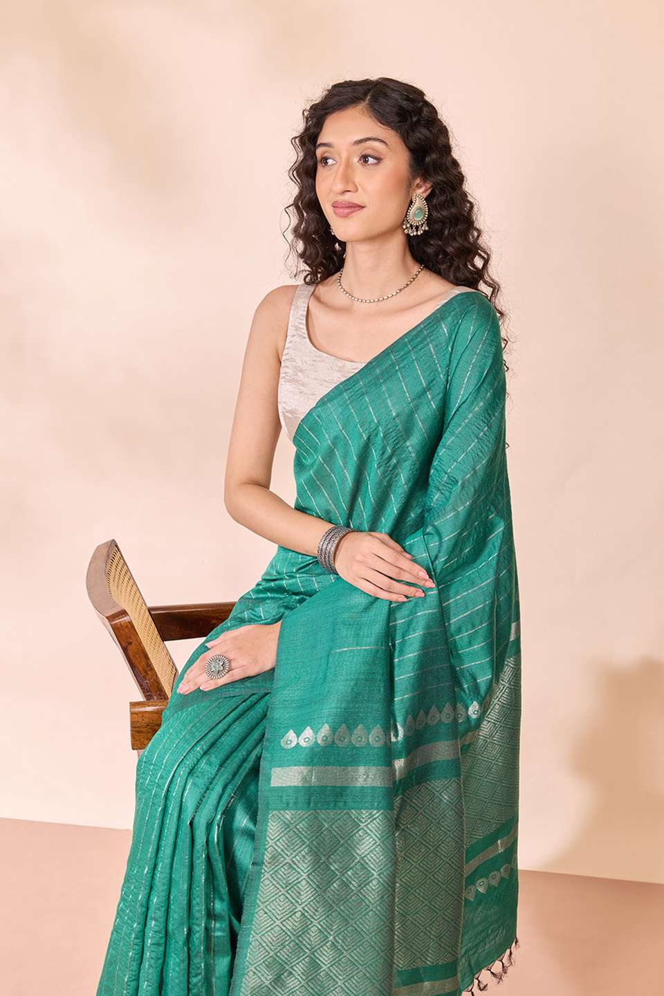 Green Chattisgarh Woven Pure Tussar Silk Saree