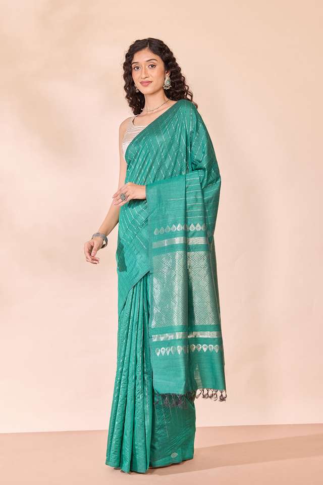 Green Chattisgarh Woven Pure Tussar Silk Saree thumbnail image number null