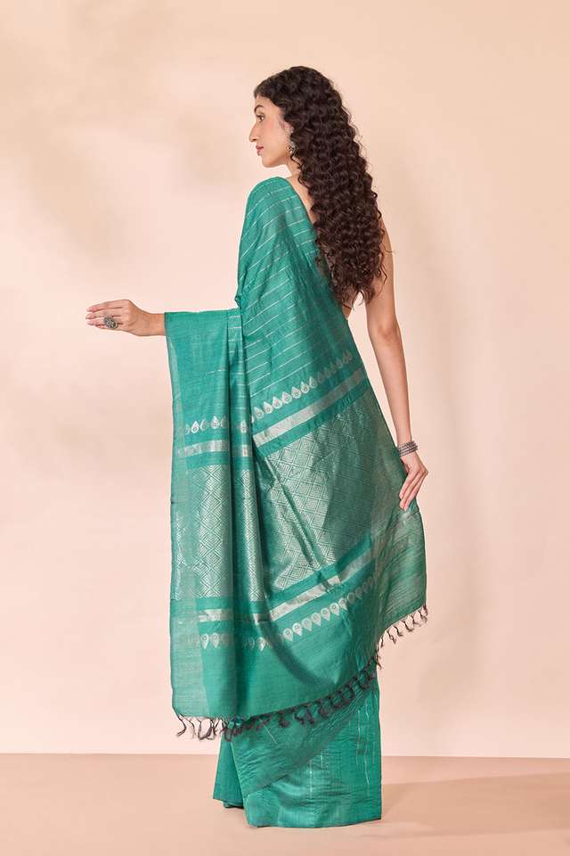 Green Chattisgarh Woven Pure Tussar Silk Saree thumbnail image number null