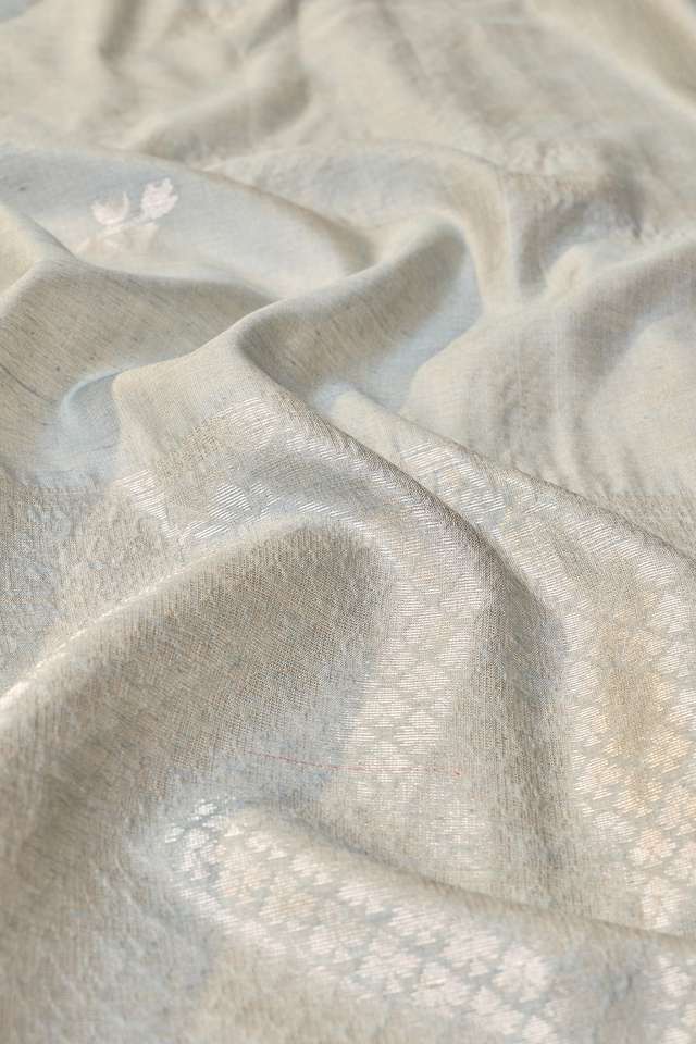Blue Chattisgarh Woven Pure Tussar Silk Saree thumbnail image number null