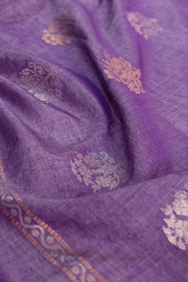 Purple Chattisgarh Woven Pure Tussar Silk Saree thumbnail image number null