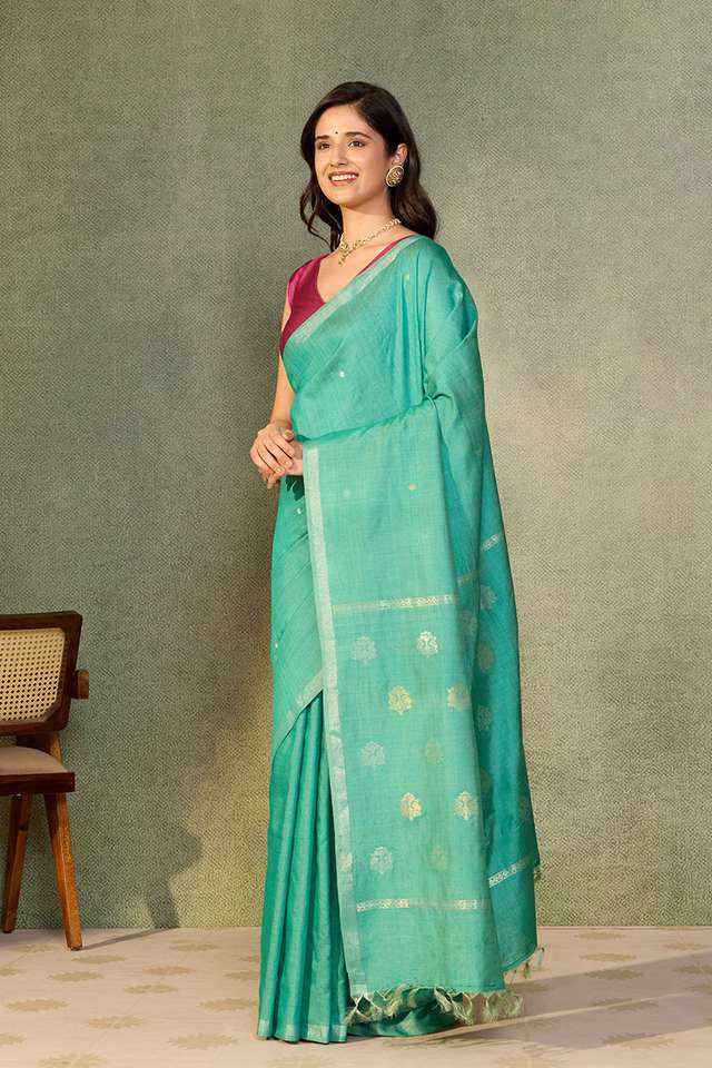 Green Chattisgarh Woven Pure Tussar Silk Saree thumbnail image number null
