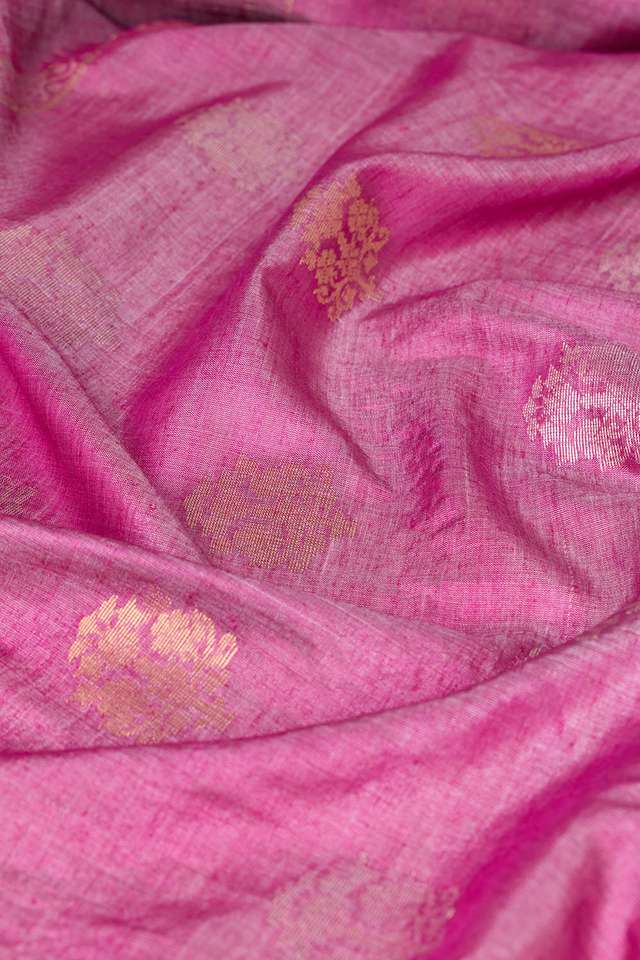 Dark Pink Chattisgarh Woven Pure Tussar Silk Saree thumbnail image number null