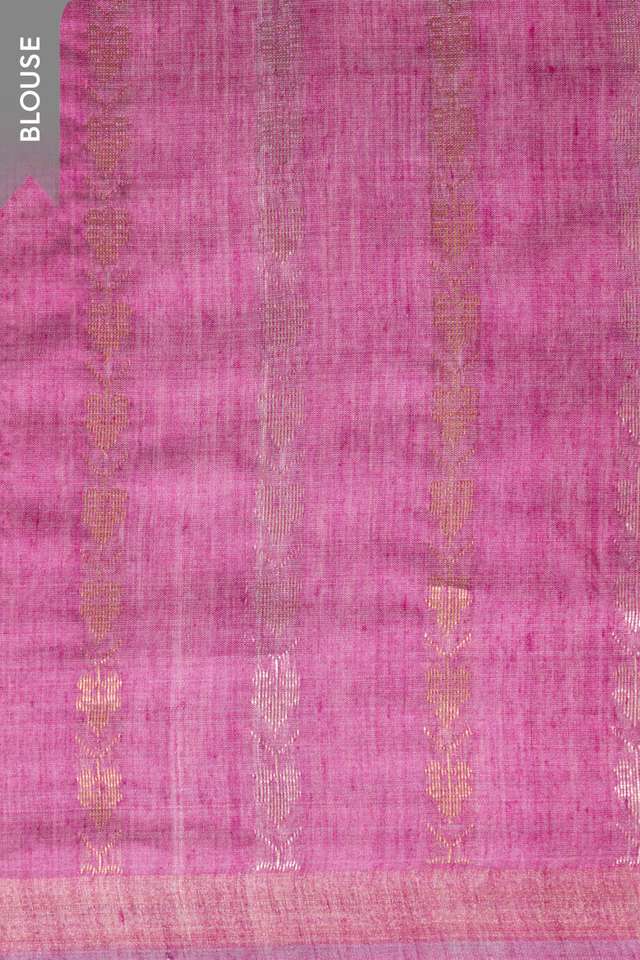 Dark Pink Chattisgarh Woven Pure Tussar Silk Saree thumbnail image number null