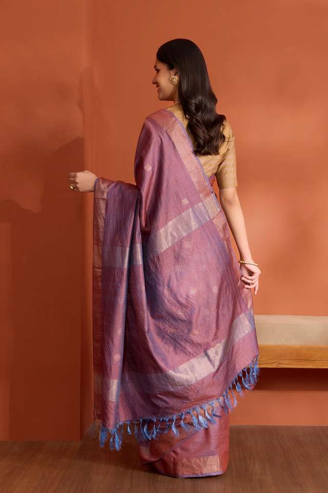 Brown Pure Tussar Silk Chattisgarh Woven Saree thumbnail image number null