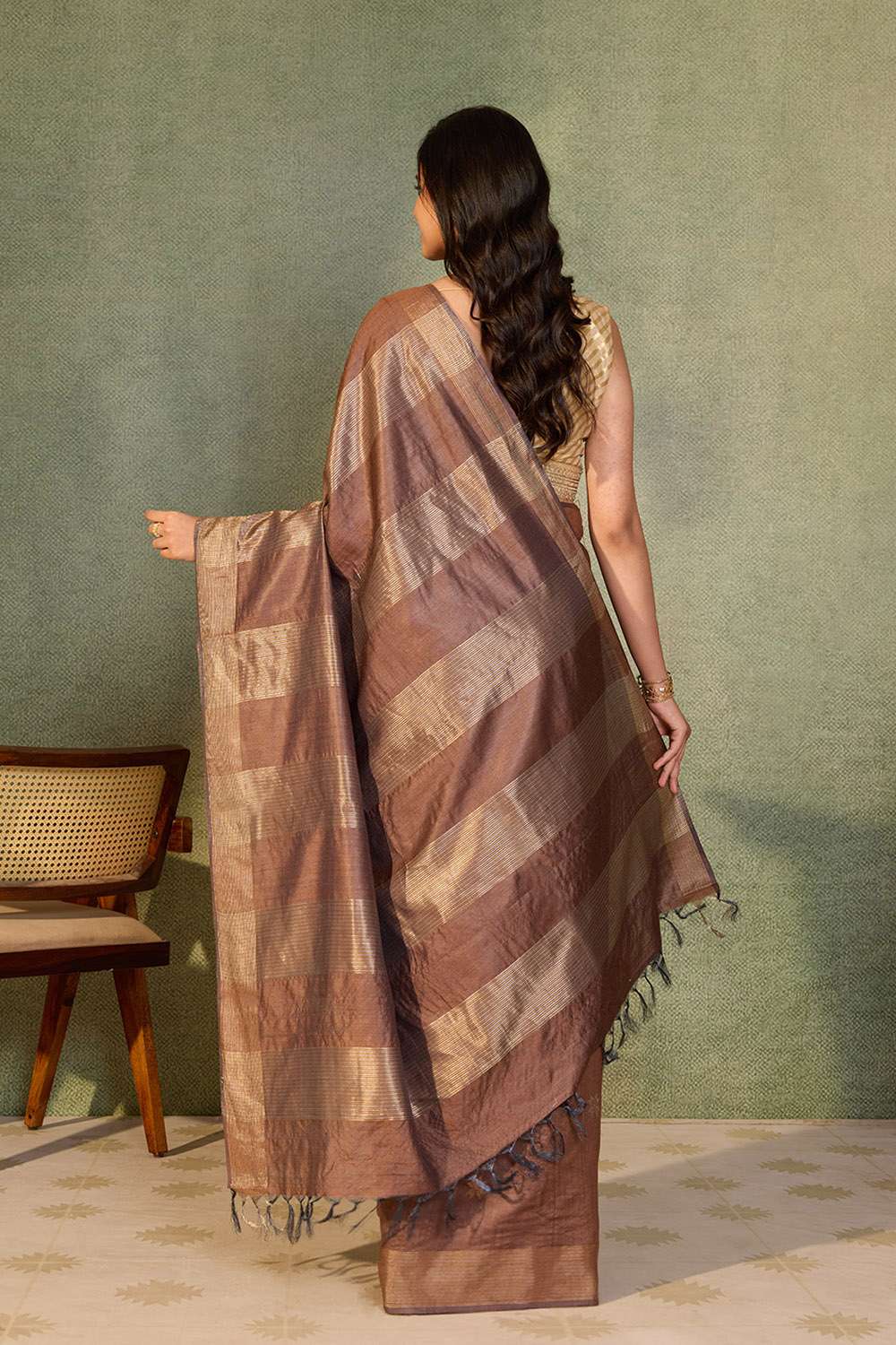 Brown Chattisgarh Woven Pure Tussar Silk Saree image number null