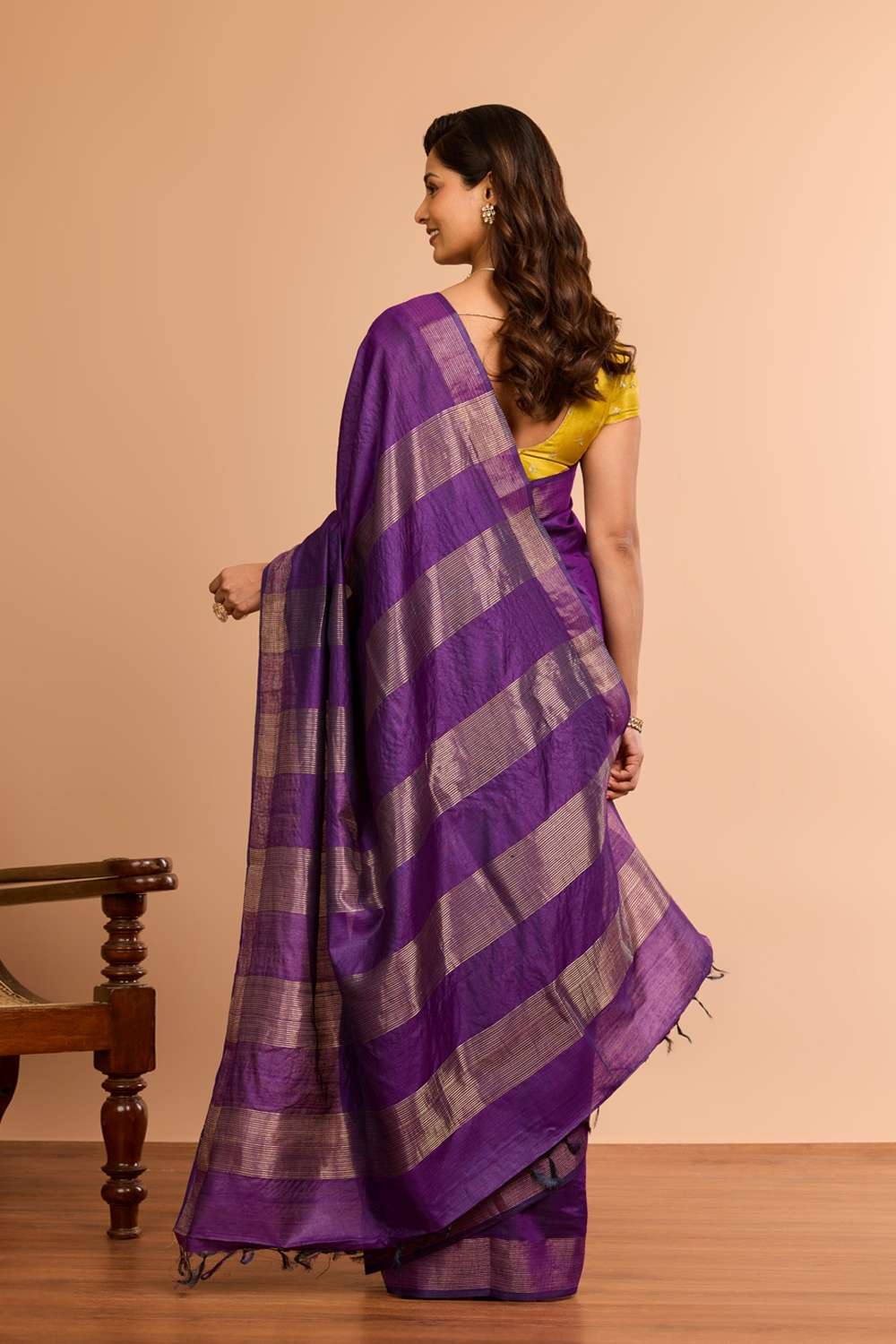 Purple Chattisgarh Woven Pure Tussar Silk Saree image number null