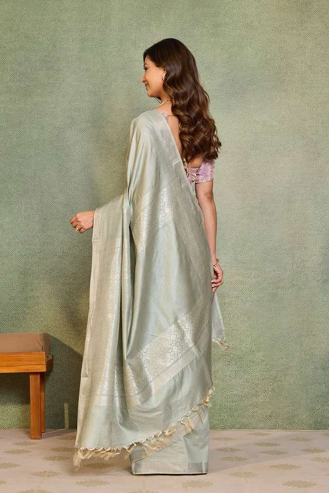 Light Green Chattisgarh Woven Pure Tussar Silk Saree thumbnail image number null