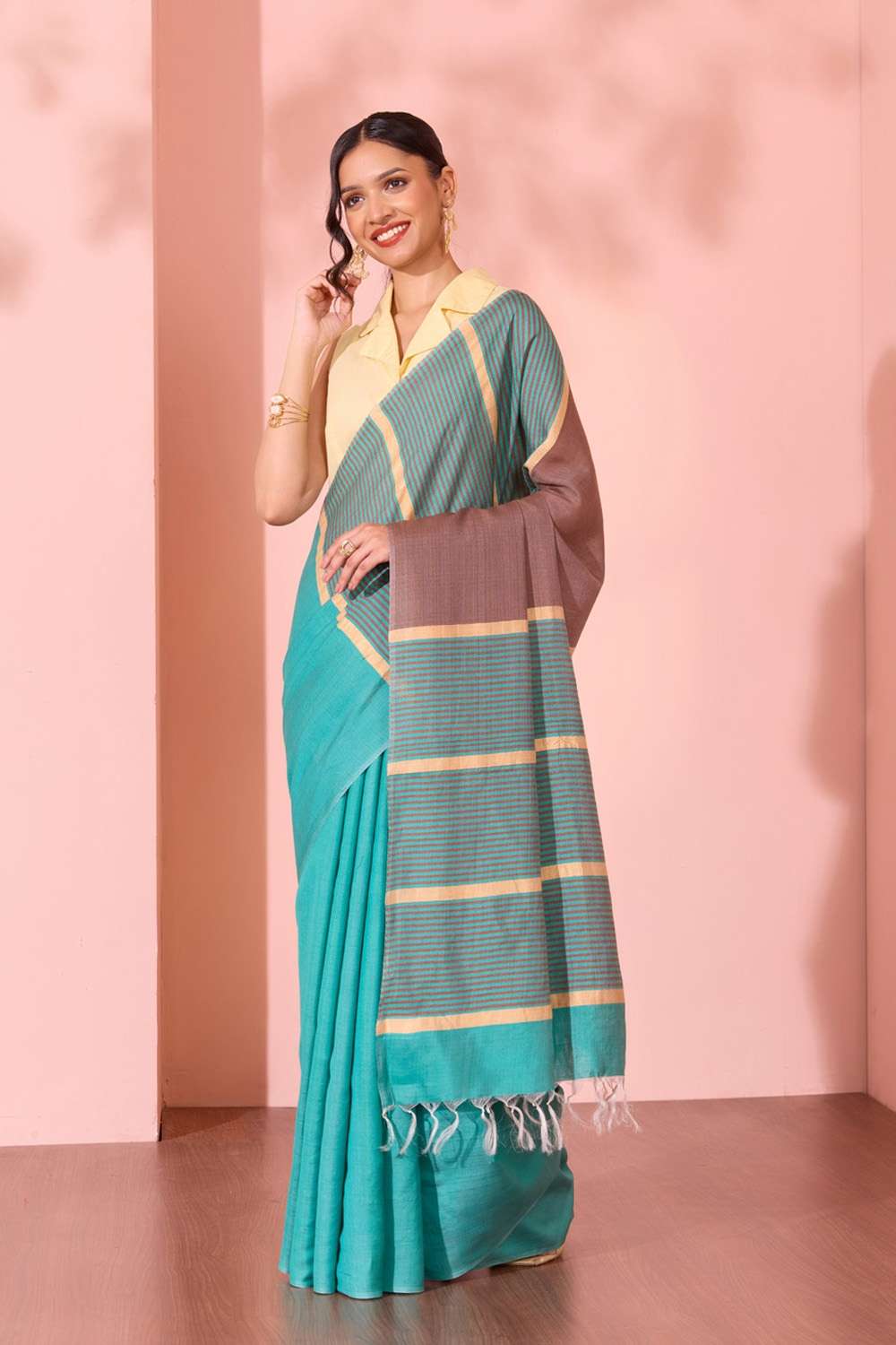 Blue Bhagalpur Woven Silk Viscose Saree image number null
