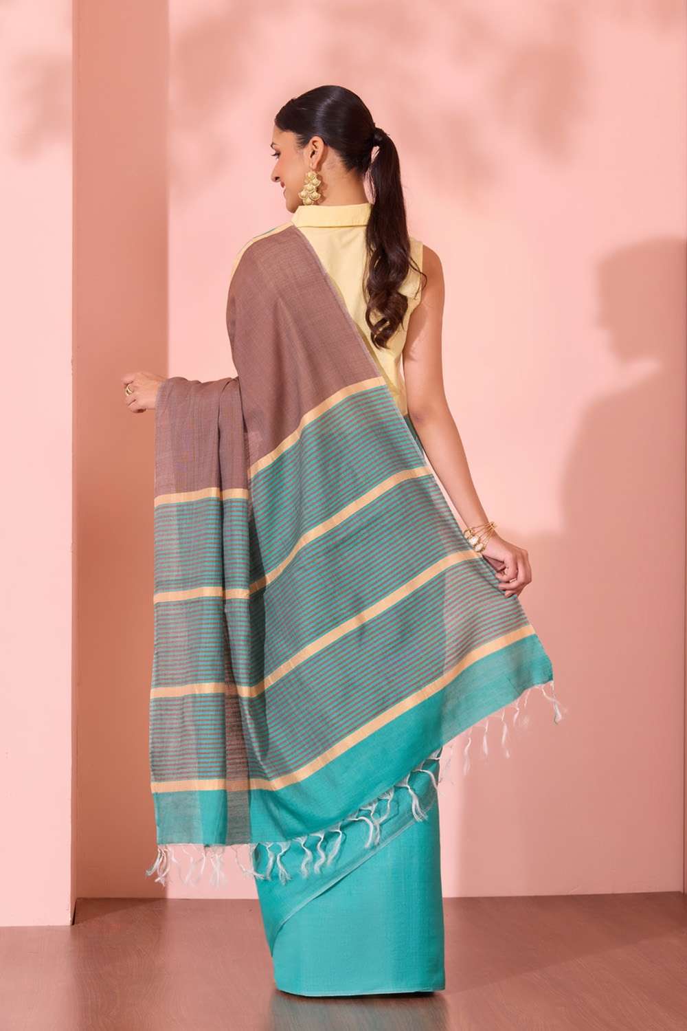 Blue Bhagalpur Woven Silk Viscose Saree image number null
