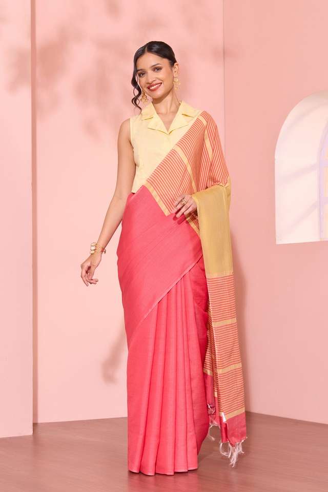 Red Bhagalpur Woven Silk Viscose Saree image number