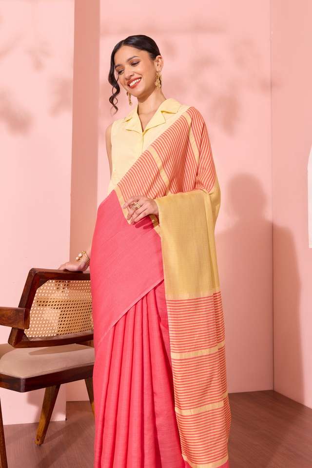 Red Bhagalpur Woven Silk Viscose Saree thumbnail image number null