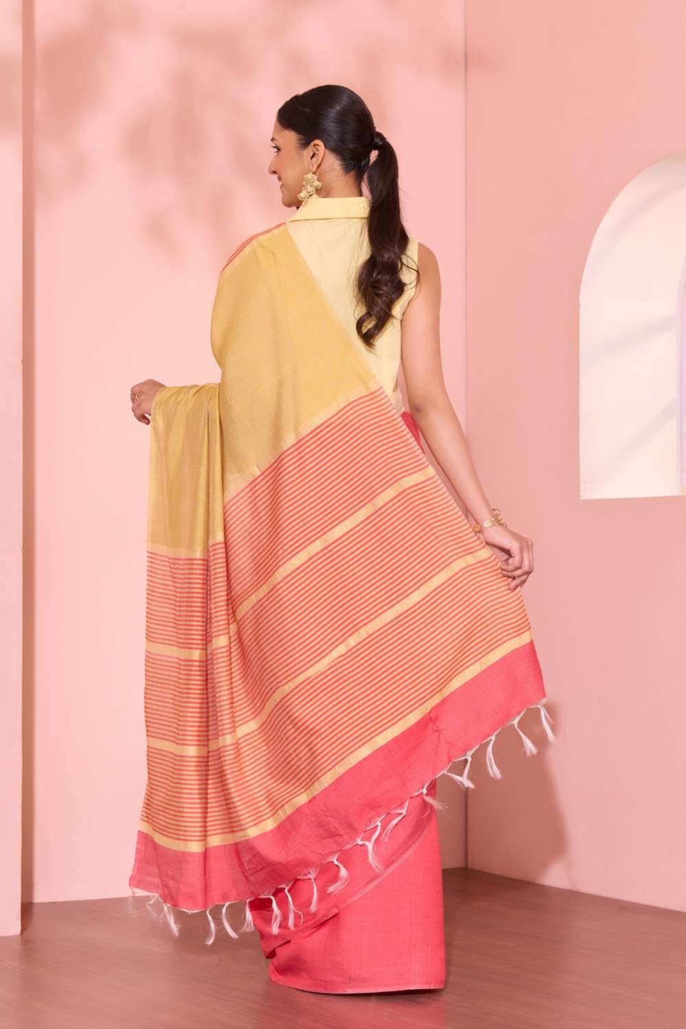 Red Bhagalpur Woven Silk Viscose Saree image number null