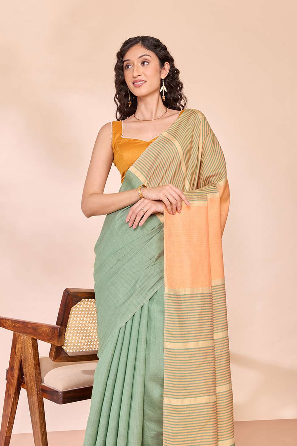 Green Bhagalpur Woven Silk Viscose Saree