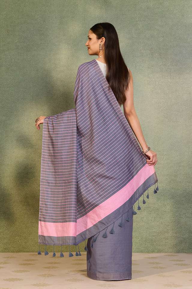 Grey Bhagalpur Woven Silk Viscose Saree thumbnail image number null