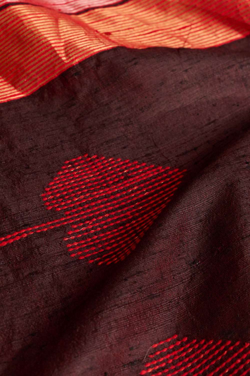 Red Bhagalpur Woven Pure Tussar Silk Saree image number null