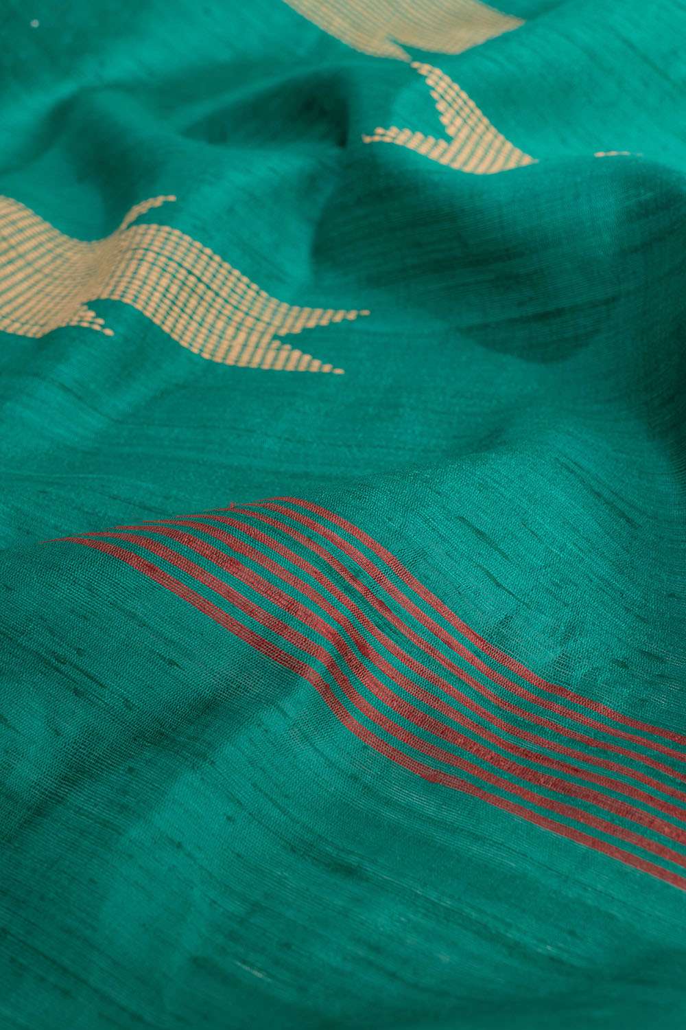 Dark Green Bhagalpur Woven Pure Tussar Silk Saree image number null