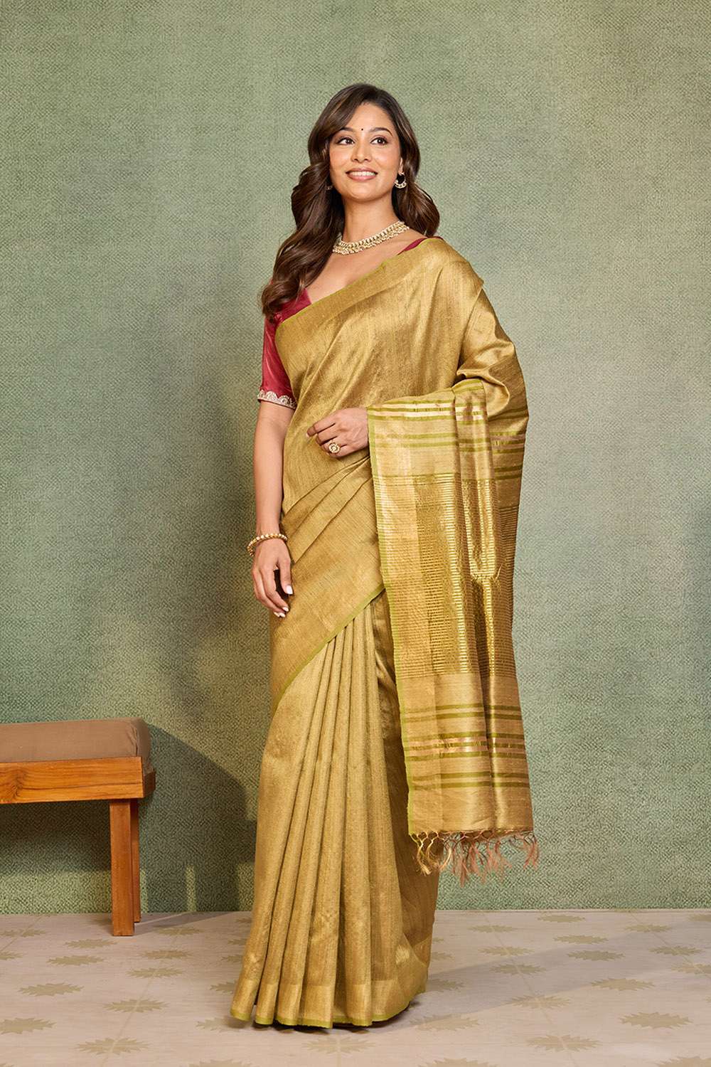 Beige Chattisgarh Woven Pure Tussar Silk Saree image number null