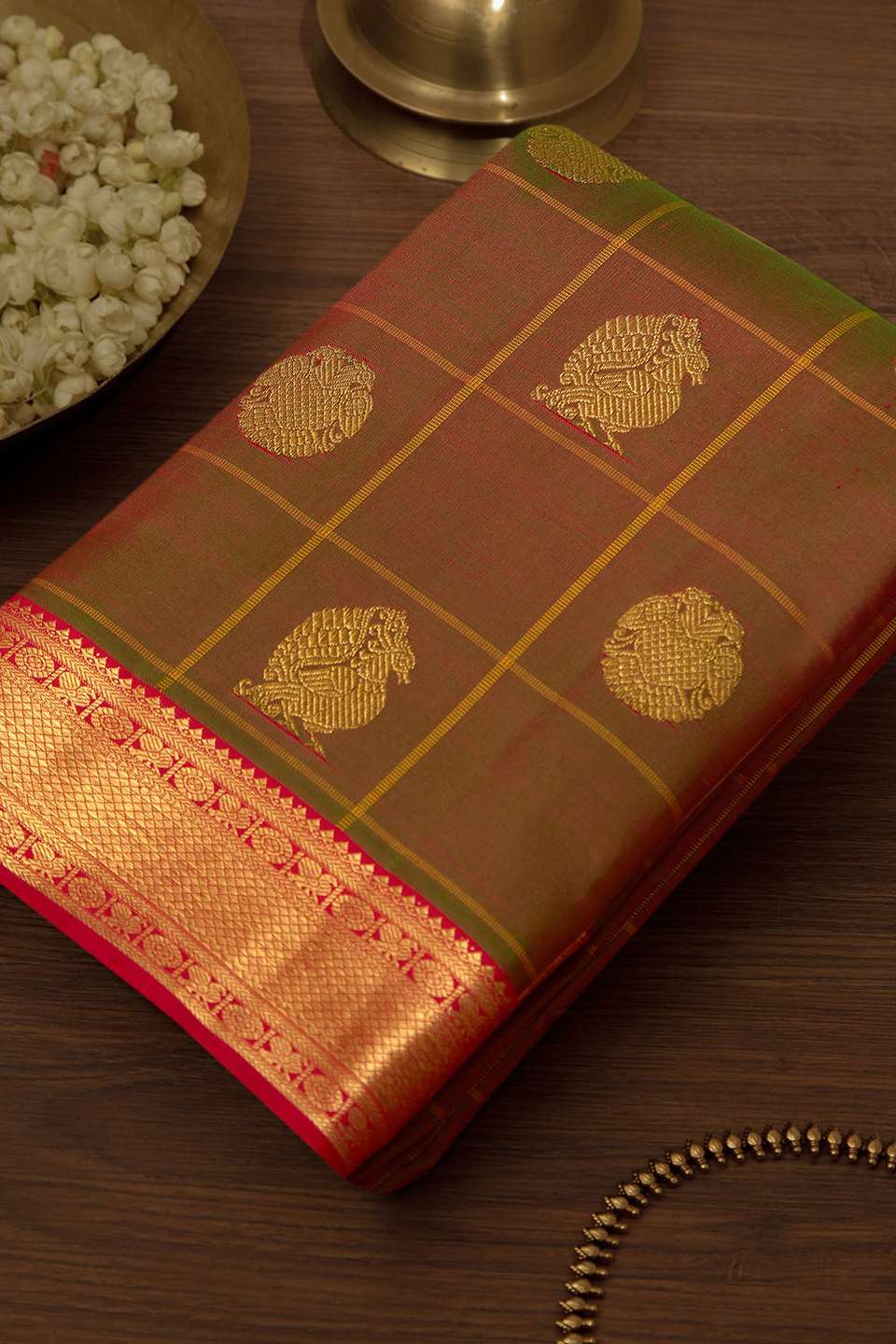 Green Pure Silk Woven Kanjivaram Saree