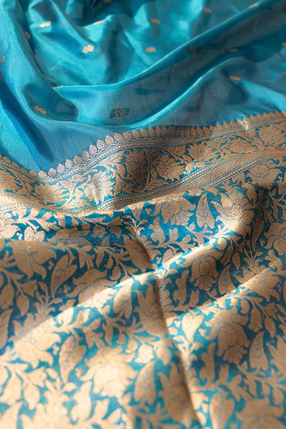 Blue Silk Viscose Cutwork Banarasi Saree image number null