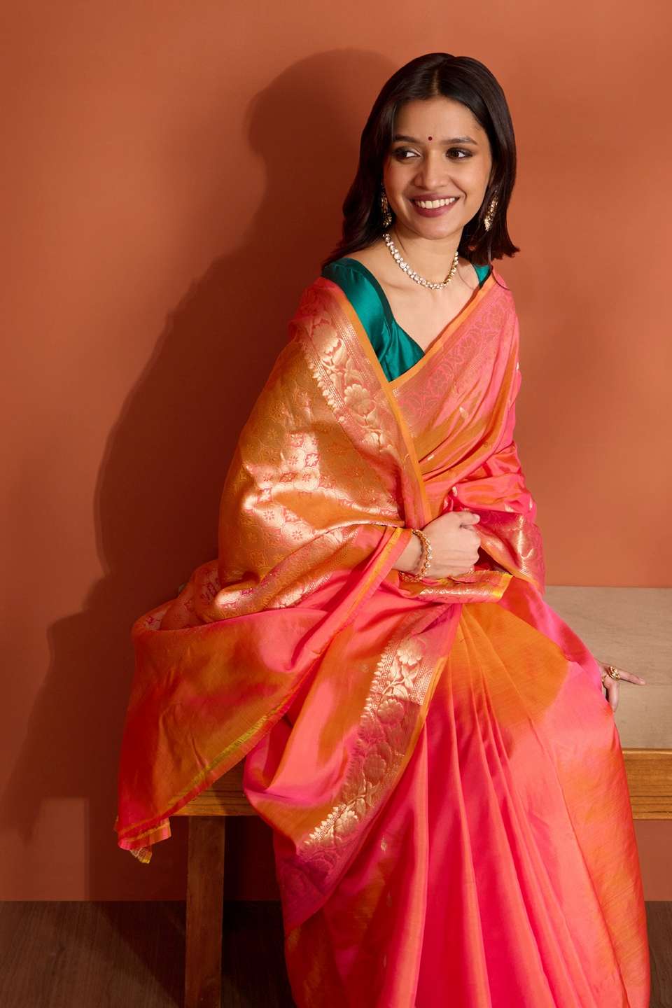 Pink Silk Viscose Banaras Cutwork Saree